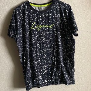 Legend 100% cotton tshirt splatter black and white and neon legend word